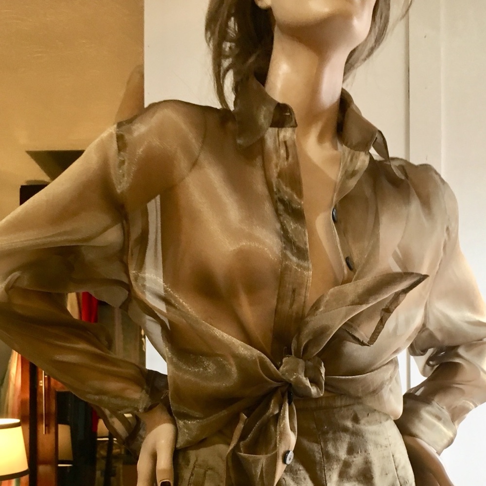 Vintage90’s The Limited sheer blouse with matching pants gold